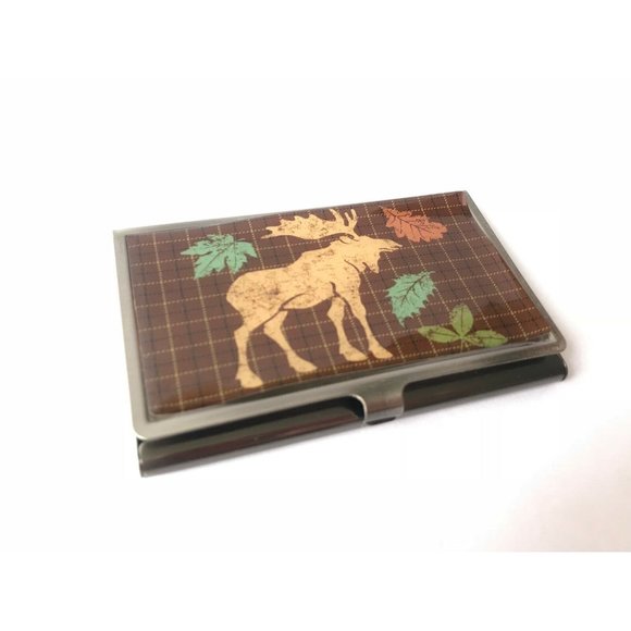 Metal Business Card/Money/Cigarettes Holder with Moose Fall Design with GIFT BOX - Picture 6 of 6